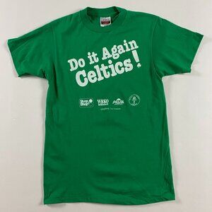 Vintage NWOT 80s Boston Celtics T Shirt Mens Small Medium Hanes Single Stitch